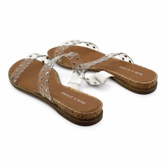 Sun Stone Womens Beige Cushioned Comfort Studded Slip Resistant Easten Round Toe - Picture 7 of 9